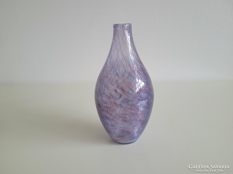 Retro Karcagi berekfürdő glass vase with gradient cracked veil glass mid century glass