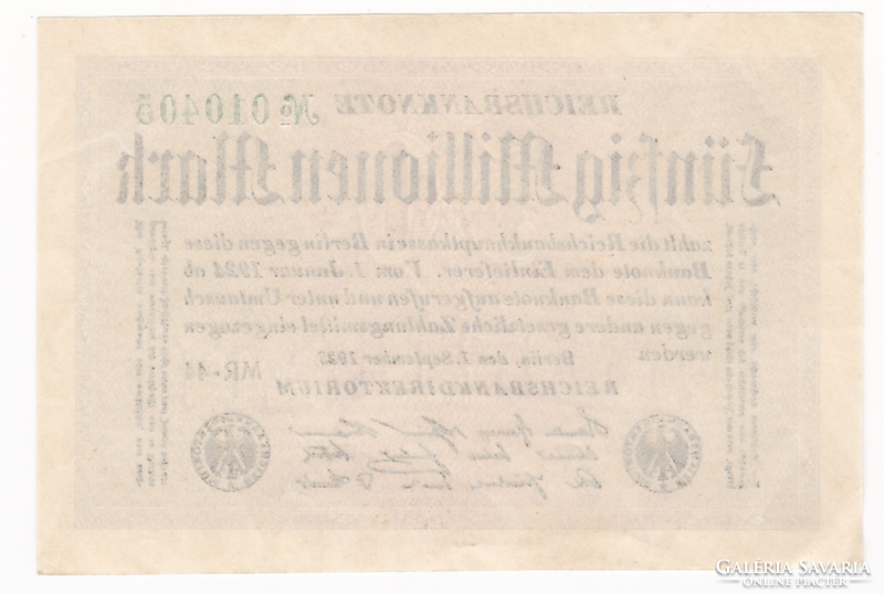 Fifty million mark banknote Berlin 1923