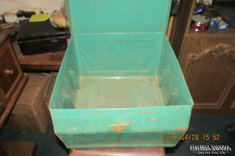 Iron box, vintage old metal chest, antique box