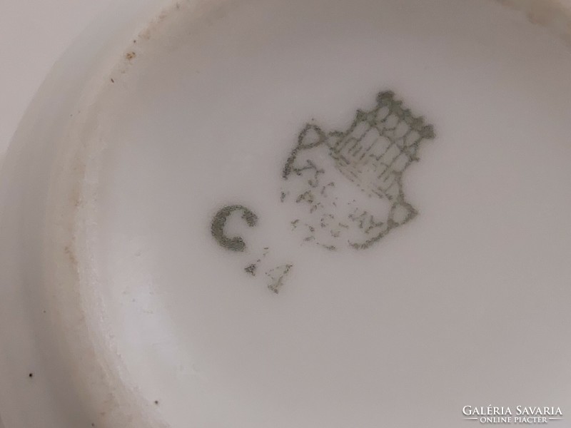 Régi Zsolnay porcelán kávés csésze ibolya mintás népi kis bögre