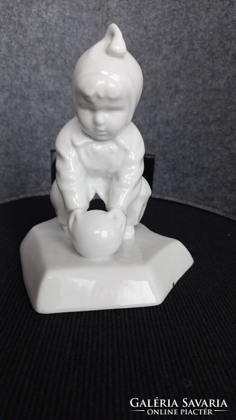 Zsolnay porcelain /sinkó/ art deco little boy with a ball marked with a white shield stamp