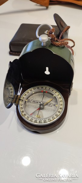 Leather military map bag with compass