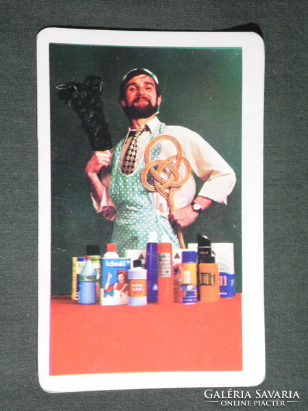 Kártyanaptár, Budapest háztartási illatszer bolt, férfi modell, 1973 ,   (2)