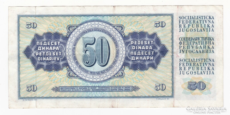 Ötven Dinár bankjegy Jugoszlávia 1968