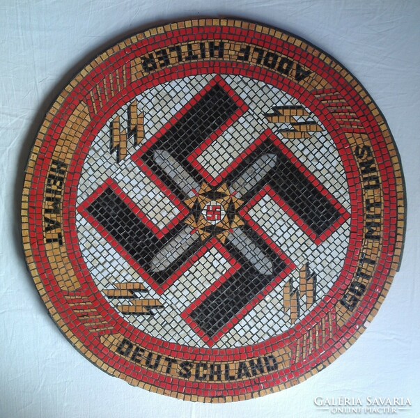 HITLER WAFFEN SS SCHUTZSTAFFEL DAGGER SWORD SHIELD CERAMIC MOSAIC THIRD REICH GERMAN WW2