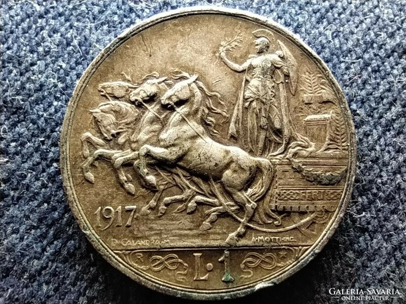 Italy iii. Viktor emanuel (1900-1946) .835 Silver 1 lira 1917 r (id80902)