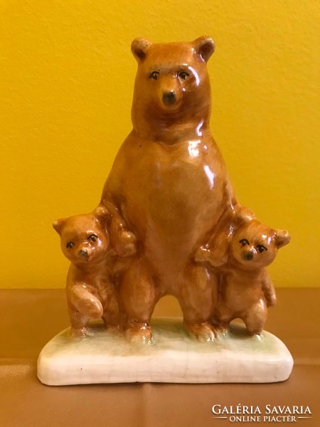 Porcelán medve család, 17cm