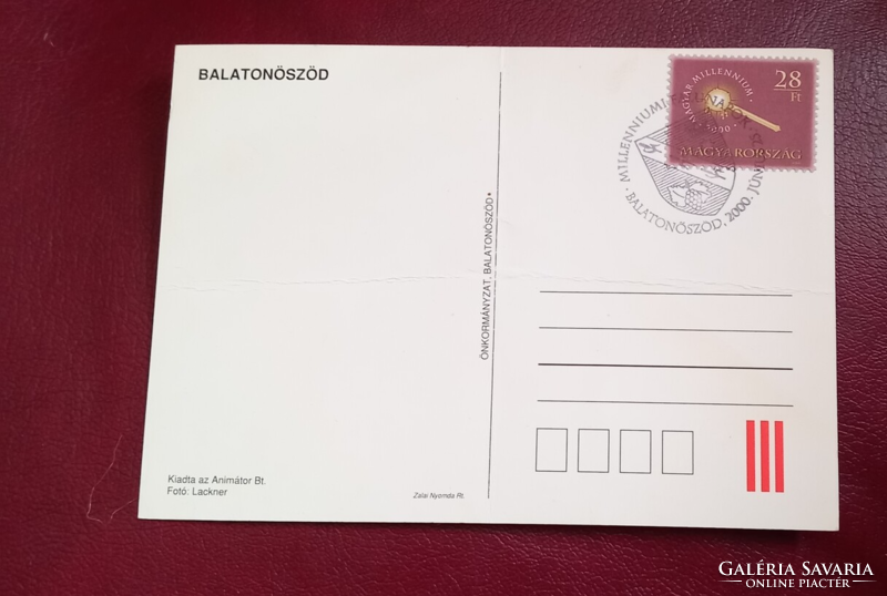 Elsőnapi (alkalmi) bélyegzős képeslap- Balatonőszöd