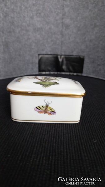 Herend vintage rothschild pattern rectangular bonbonier/trinket box, hand painted