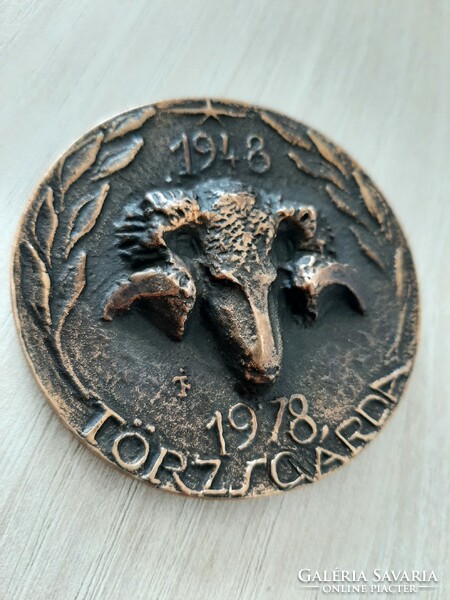 1978 Törzsgárda bronze commemorative medal for 30 years of the wool and textile raw material trading company (63mm)