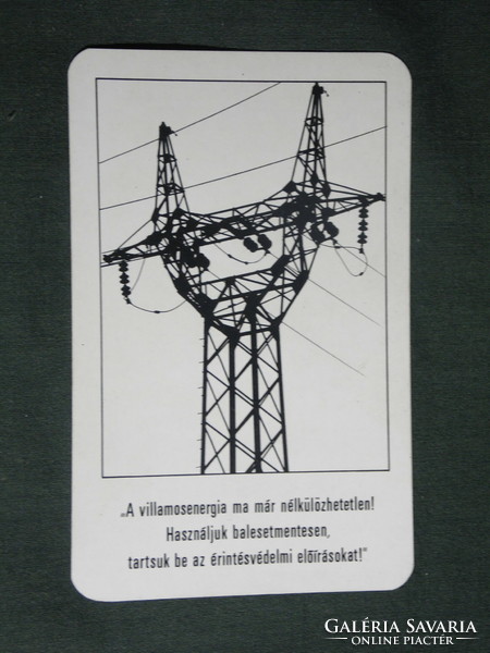 Card calendar, Dédás electricity supplier, Pécs, graphic drawing, high-voltage pole, 1975, (2)