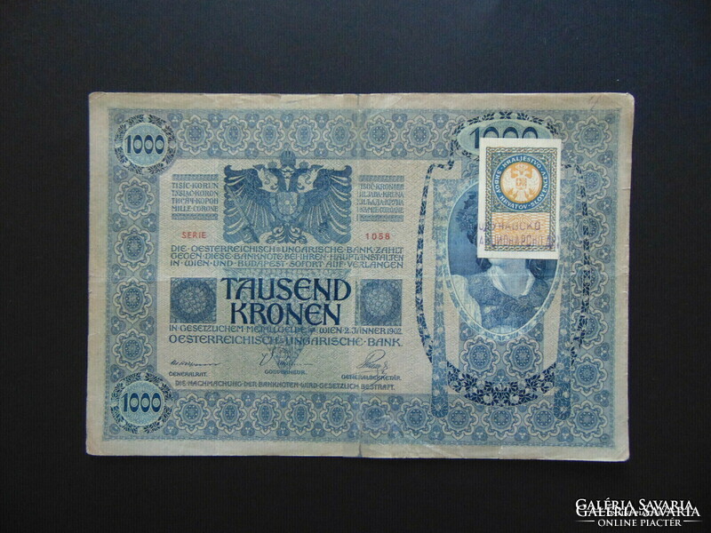 1000 korona 1902 Szerb-Szlovén-Horvát bélyeg + Bélyegzés ! RR 02