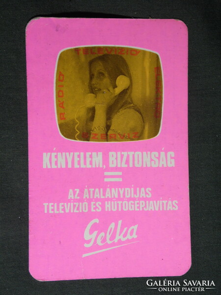 Card calendar, Gelka home appliance service, graphic artist, radio, television, female model, 1975, (2)