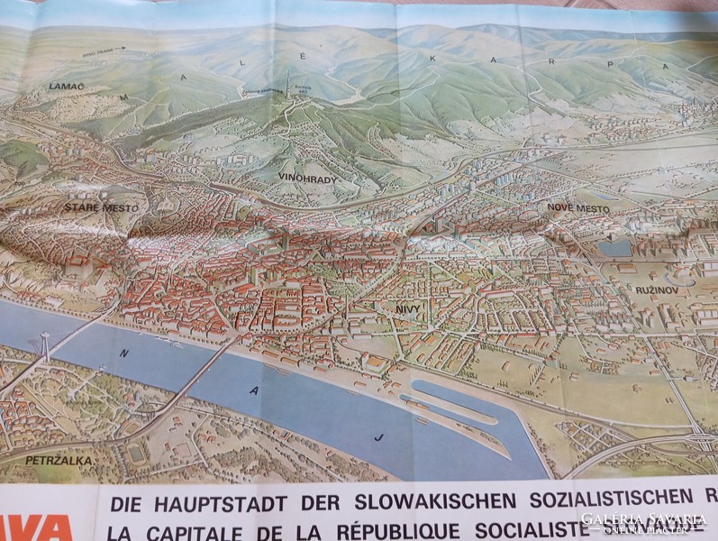 Retro map, poster. Bratislava
