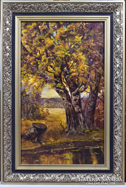 Andrásné Barcza: lonely autumn tree oil painting 50x30cm