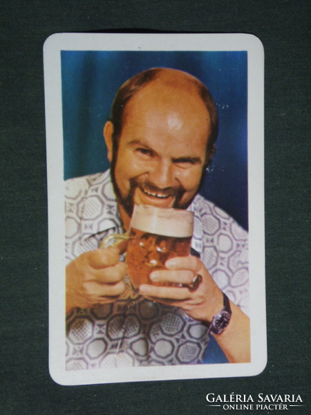 Card calendar, Pannonia brewery, Pécs, saloon beer, male model, 1976, (2)