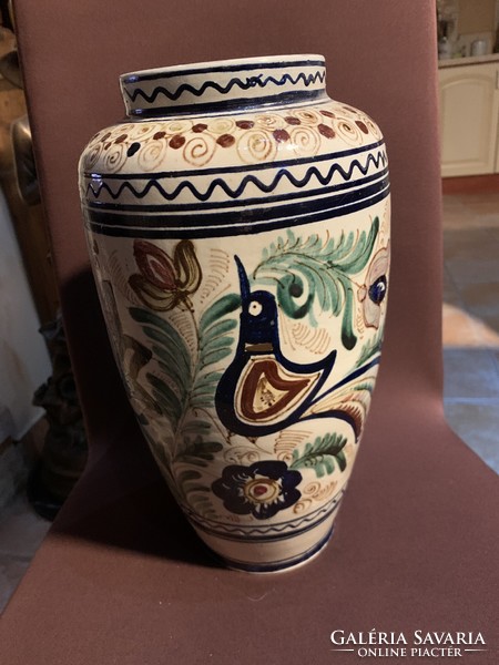 Korondi nagyméretű váza madár motívummal Józsa jános munkája