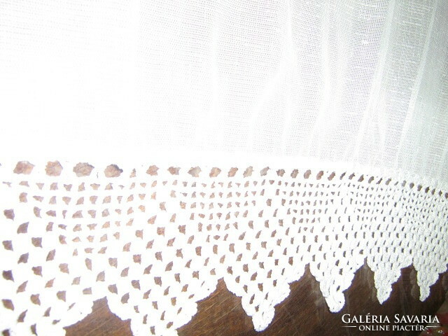 Beautiful hand-crocheted vintage-style stained glass curtain with a lace bottom