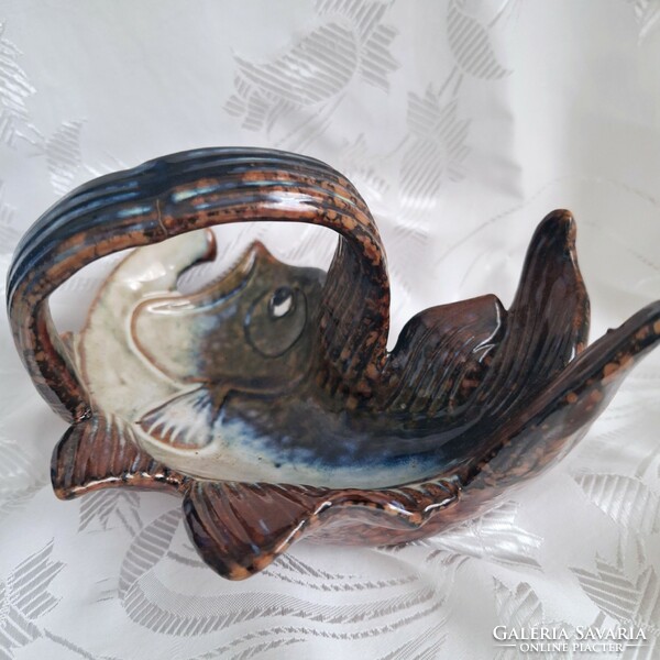 Kerámia hal kosár, kínáló, asztalközép. Különleges, szép