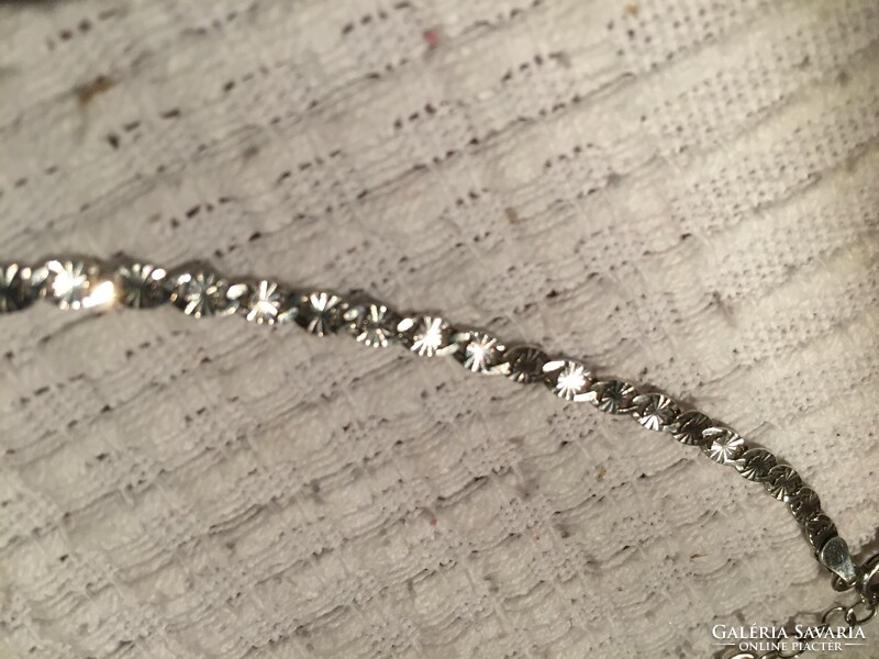 Silver bracelet or anklet with star pattern, marked, adjustable length 24.5-28 cm, 3.1 grams (gyfd)
