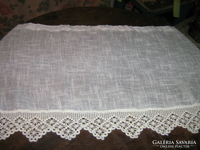 Beautiful hand crocheted vintage style curtain with lace bottom