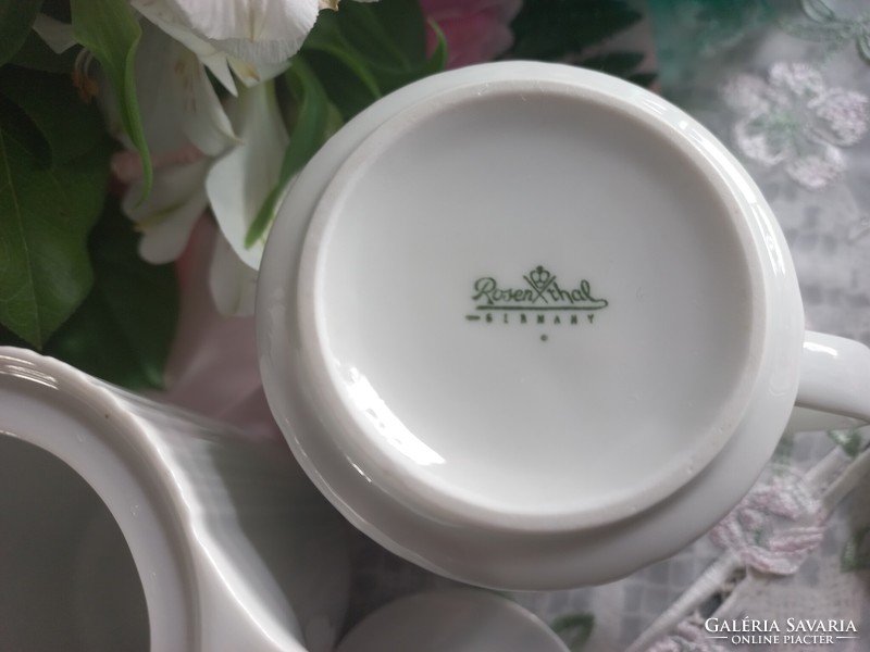 Rosenthal mid century, tapio wirkkala, white ribbed porcelain spout with lid 2 pcs