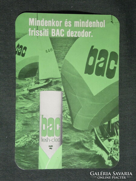 Card calendar, bac deodorant, spray, household cosmetics company, sailing ship, 1975, (2)