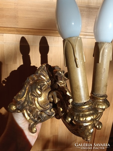 Gilded wooden wall arm