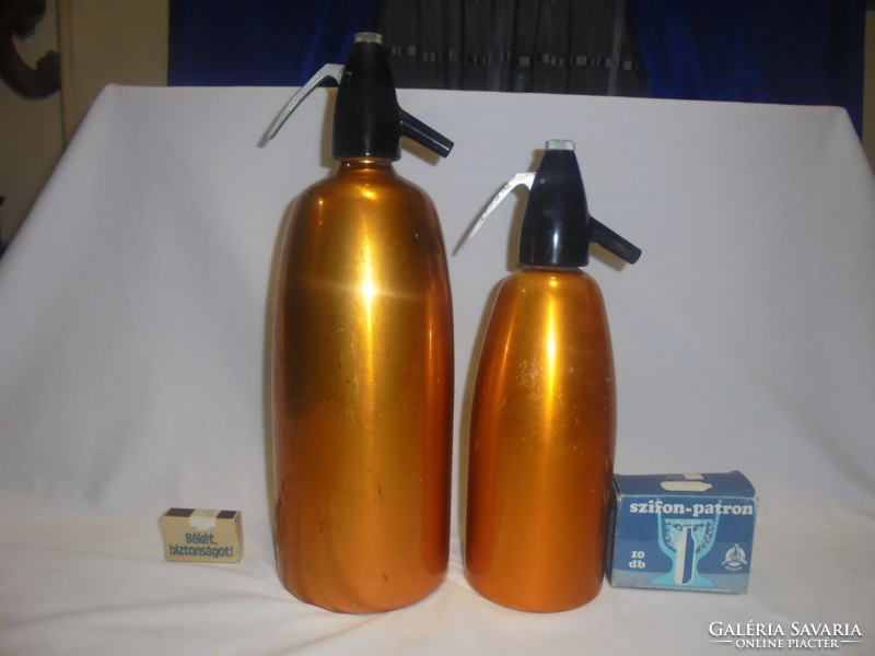 Retro soda bottle, siphon - two liter, one liter, cartridge - together