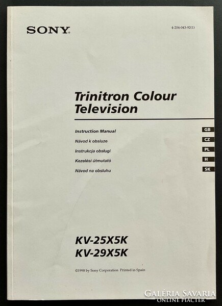 Sony tv instruction manual 1998 user manual