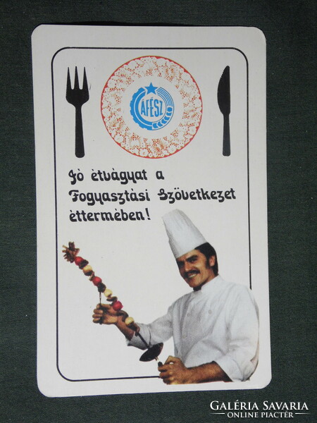 Card calendar, áfés consumer cooperative, restaurant, inn, chef model, 1975, (2)