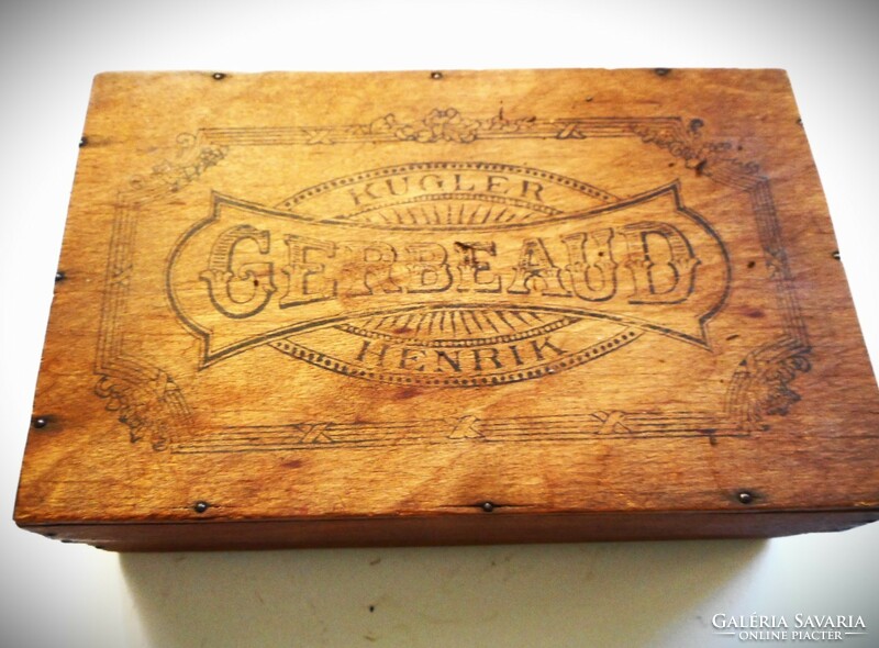 Antique original kugler henrik - gerbeaud wooden candy box