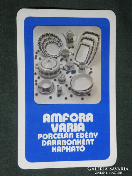 Kártyanaptár, Amfora Üvért vállalat, alföldi porcelán készletek, 1975 ,   (2)