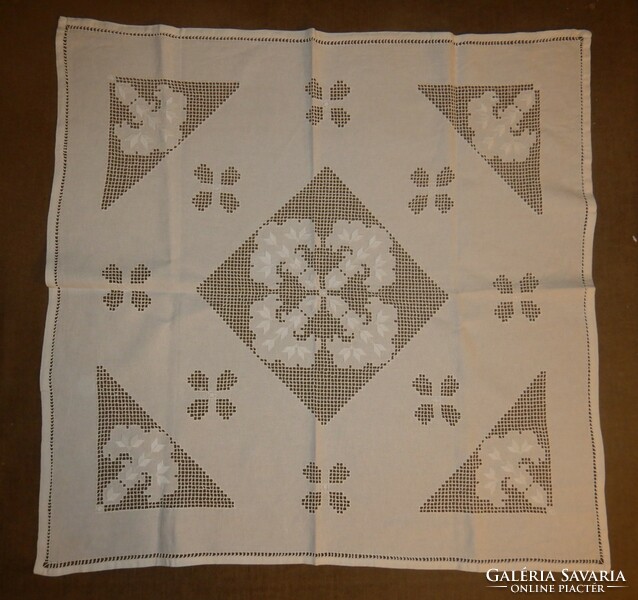 White embroidered tablecloth; 95 cm x 95 cm
