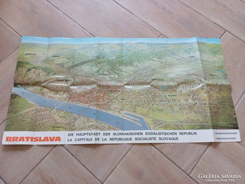 Retro map, poster. Bratislava