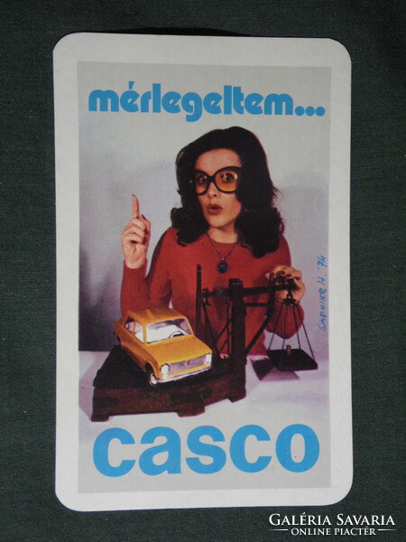 Card calendar, state insurance, erotic female model, Lada model car, 1975, (2)