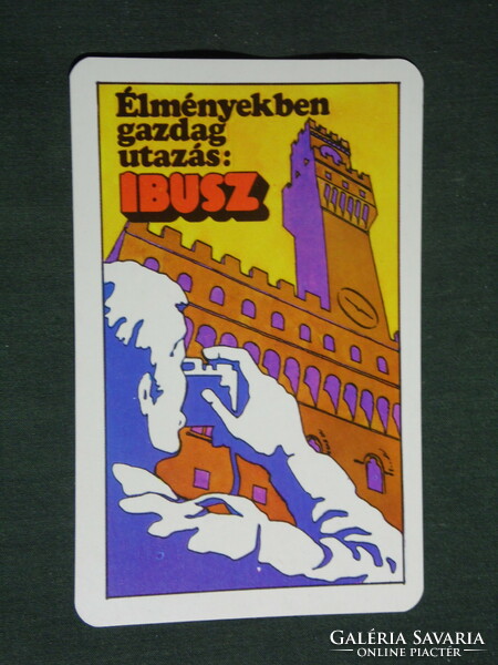 Kártyanaptár, IBUSZ utazási iroda, grafikai rajzos, turista, 1976 ,   (2)