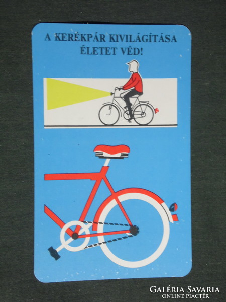 Kártyanaptár, Közlekedésbiztonsági tanács ,grafikai rajzos, kerékpár világítás,  1976 ,   (2)