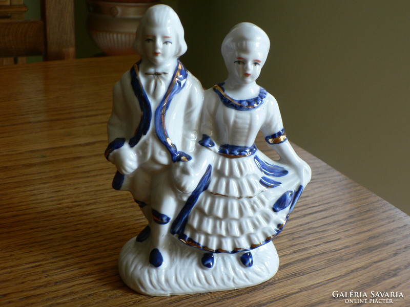 Porcelain baroque dancing couple statue, nipp