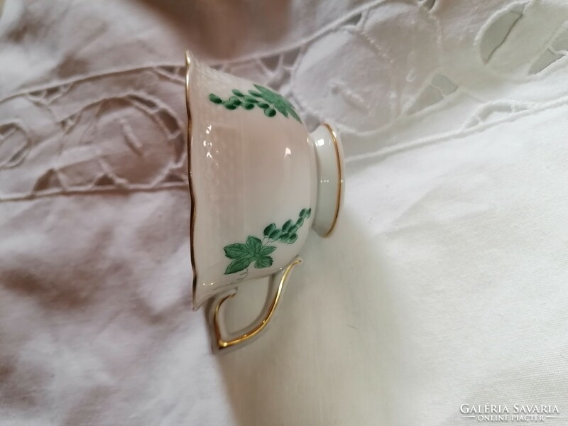 Herend, green soup coffee cup, for replacement, marked 1940, in display case condition