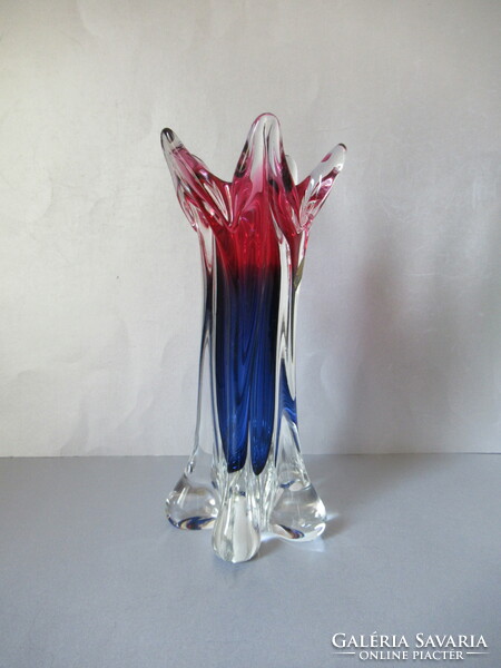Retro Czechoslovakian glass vase, 28 cm (j. Hospodka) around 1970, marked