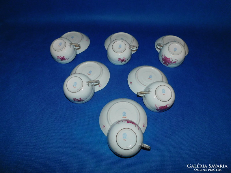 Set of 6 teacups with a pur-pur pattern from Herendi Apponyi