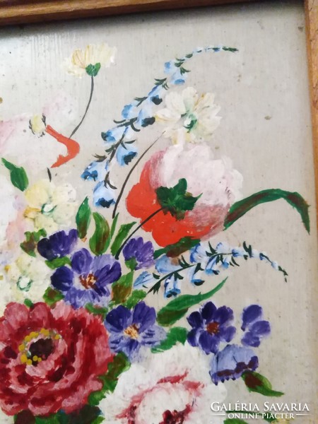 Oil painting with spring flowers