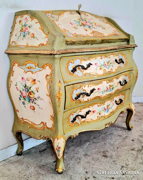 A763 old Venetian hand painted secretary