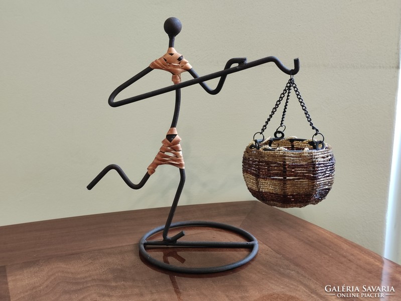 Retro figural wrought iron candle holder package