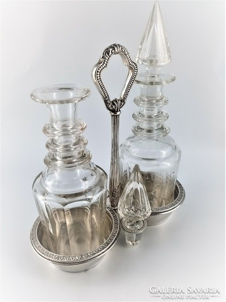 With silver serving glass