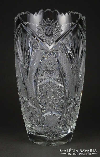 1P339 old thick-walled polished glass crystal vase 21.5 Cm