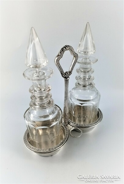 With silver serving glass