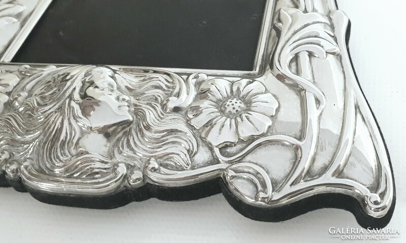 Silver-plated art nouveau photo frame, photo frame, photo holder