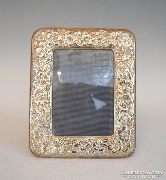 Silver large picture frame - with floral decor (nn18)
